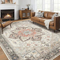 Vintage 9x12 Rugs for Living Room Washable Area Rug Multi Cream by homewill