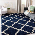 SAFAVIEH Dallas Shag Square Rug 8', Soft Plush Navy & Ivory SGD257N by Unknown