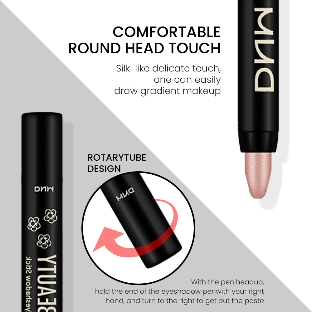 evpct Champagne Shimmer Cream Eye Shadow Brightener Sticks Set for Eyes, Champagne Shimmery Matte Pencil Eye shadow Applicator Stick Pen Palette Makeup Waterproof sombras en crema para ojos 17#
