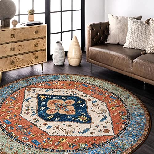 Lahome Boho Washable 4Ft Round Area Rug, Non-Slip Throw Untra-Thin Small Round - Image 2