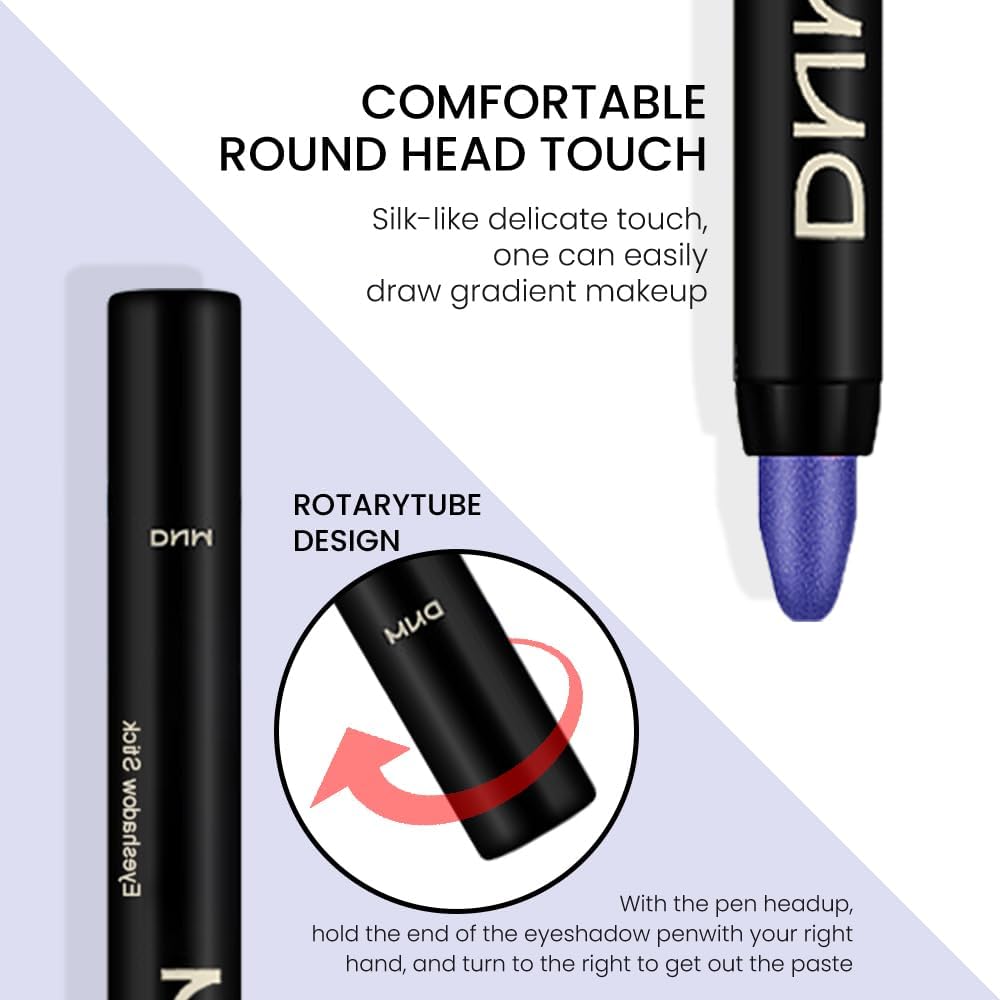 evpct 2Pcs Cream Eyeshadow Sticks Set for Eyes Waterproof, Midnight Blue Shimmer & Blue Shimmer Matte Eye shadow Stick Pencil Pen Bulk sombras en crema para ojos 31+32