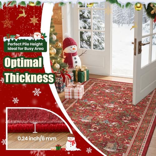 2x6 Christmas Runner Rug for Hallway, Washable Kitchen Rugs - Image 6