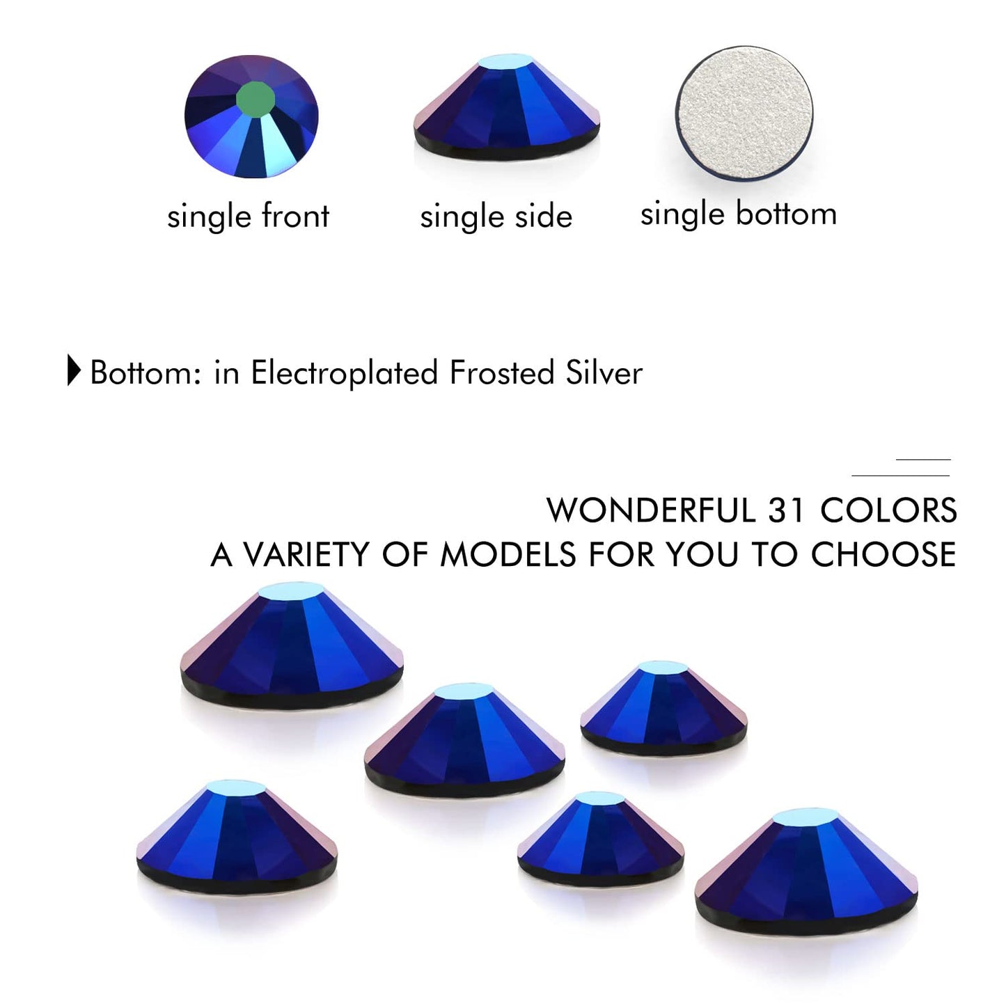 1440Pcs Jet Ab Crystal Rhinestones,Glass Flatback Rhinestones Gemstones for Nail Face Makeup Art Crafts Clothes Decoration -(SS12,3.0mm,Jet Ab)