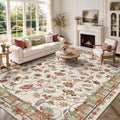 8x10 Area Rugs, Machine Washable Low Pile Floral Rugs by Yarooge