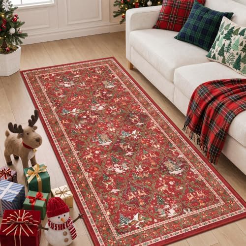 3x6 Christmas Runner Rug for Hallway, Washable Kitchen Rug - Image 3