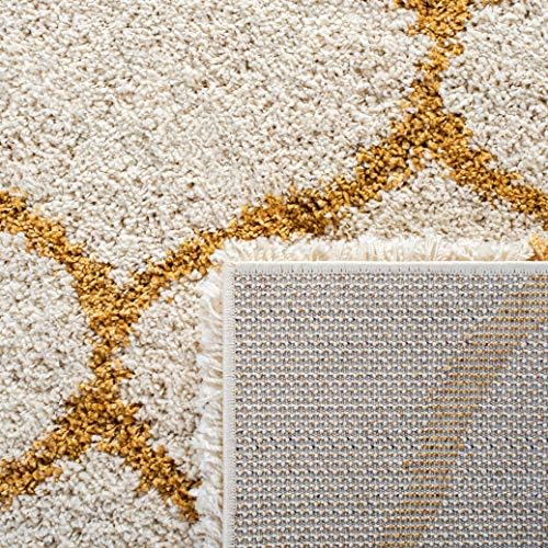 SAFAVIEH Hudson Shag Rug 5'3"x7'6", Soft Plush Modern Ivory & Gold SGH280F - Image 6