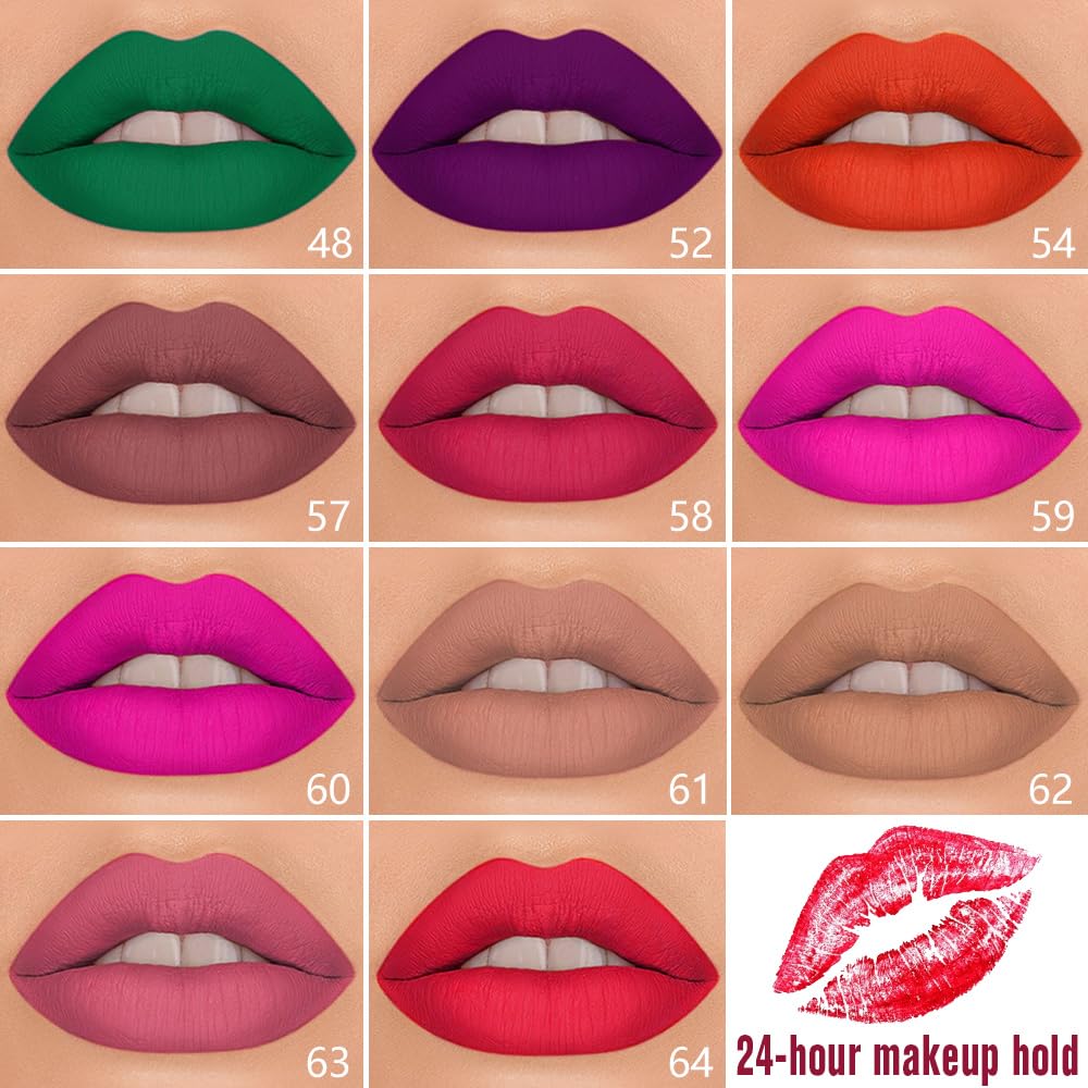 evpct 1Pcs Purple Matte Lip Liner & Liquid Lipstick Stain Makeup Set for Women, Purple Lip Liner Stain Long Lasting Waterproof Smudge Proof, Cruelty Free Lip Stick Makeup 24 hours originales, 52