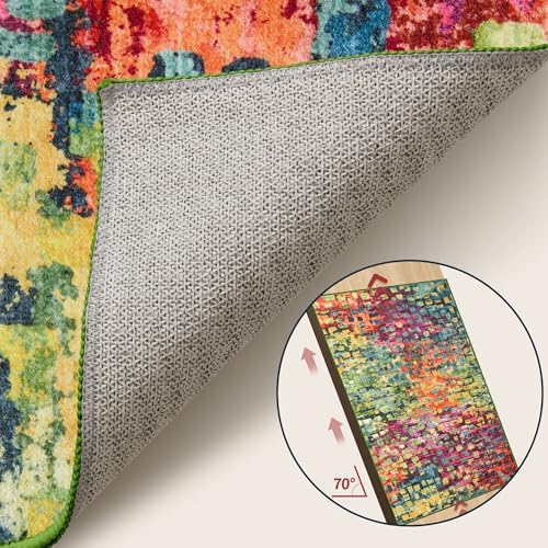 Colorful Abstract 2x6 Washable Runner Rug, Modern Non Slip Runner Rugs - Image 3