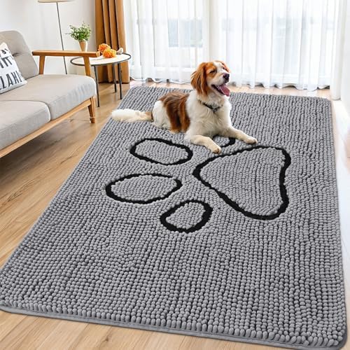 Smiry Dog Door Mat for Muddy Paws, Absorbent Non Slip Dirt Trapper by Smiry