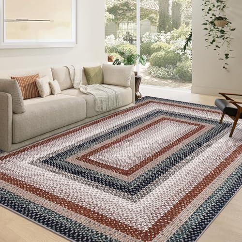 RUGSREAL 9x12 Braided Rug Washable Non Slip Living Room Bedroom Area Rugs - Image 2