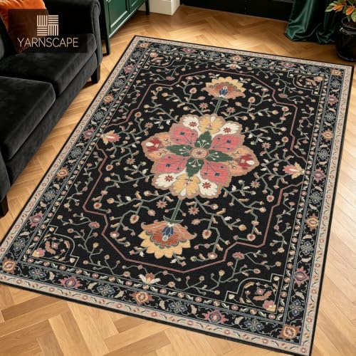 YARNSCAPE 4' x 6' Machine Washable Area Rug, Non-Slip Low-Pile Carpet - Image 2