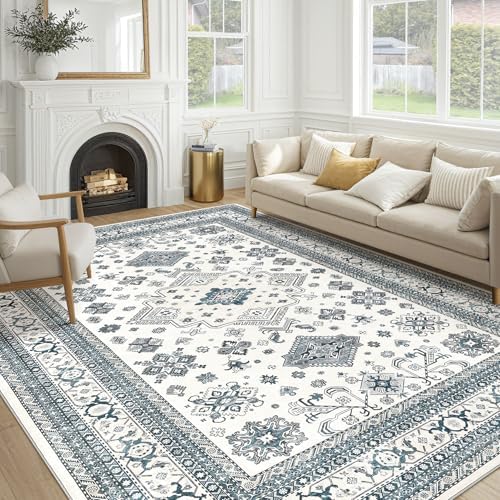 cotiled 8x10 Area Rug for Living Room, Traditional, Powder Blue by COTILED