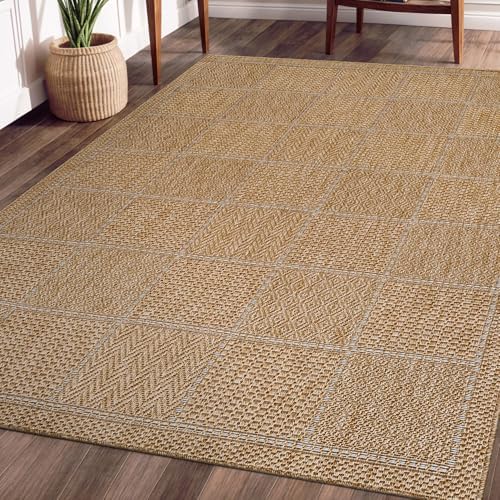 Beverly Rug Easy Jute Checkered Squared Rug 8x10 Washable Durable Indoor - Image 5