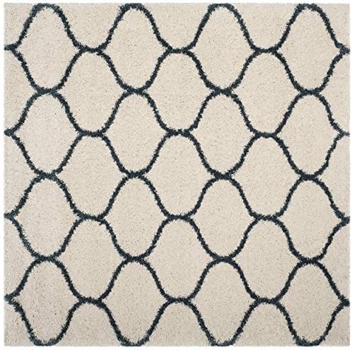 SAFAVIEH Hudson Shag Square Rug 3', Plush Ivory & Steel Blue SGH280T - Image 6