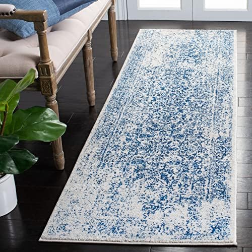 SAFAVIEH Evoke Runner Rug 2'2"x7', Ivory & Navy EVK256N by Unknown