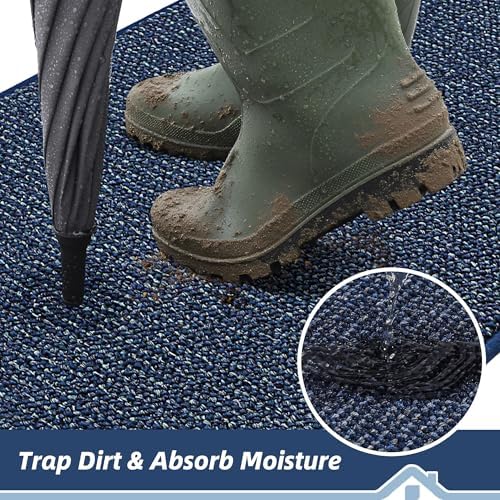 BEQHAUSE Dirt Trapper Door Mat 26" x 40" Half Circle Non Slip Rugs - Image 3