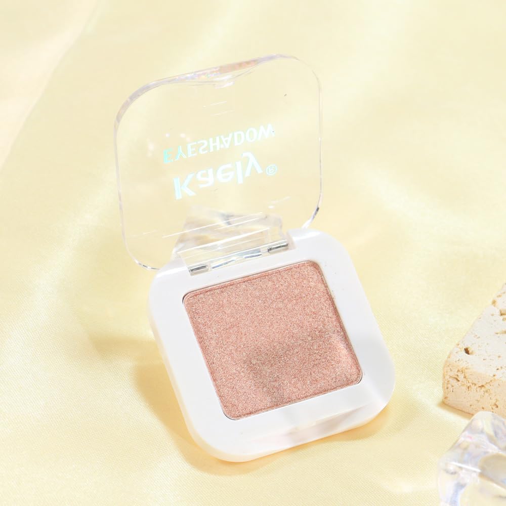 Kaely Pressed Single Eyeshadow Makeup, Champagne Shimmer Highly Pigmented Monochrome Eye Shadow Palette, Waterproof Neutral Powder Mini Eyeshadow, sombras para ojos, Lightweight Blendable, 03