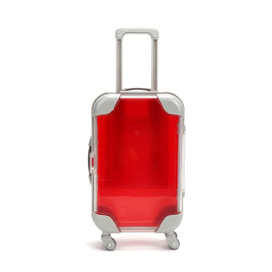 False Eyelash Storage Box, Portable Travel Organizer Mini Luggage False Eyelash Tray Makeup Tool (RED)