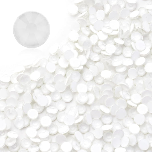 Neon White Flatback Rhinestones, Glass Rhinestones for Nail Art and Craft, Glue Fix, Loose Crystal Gemstones(Neon White, SS12, 1440pcs, 2.9-3.0mm)