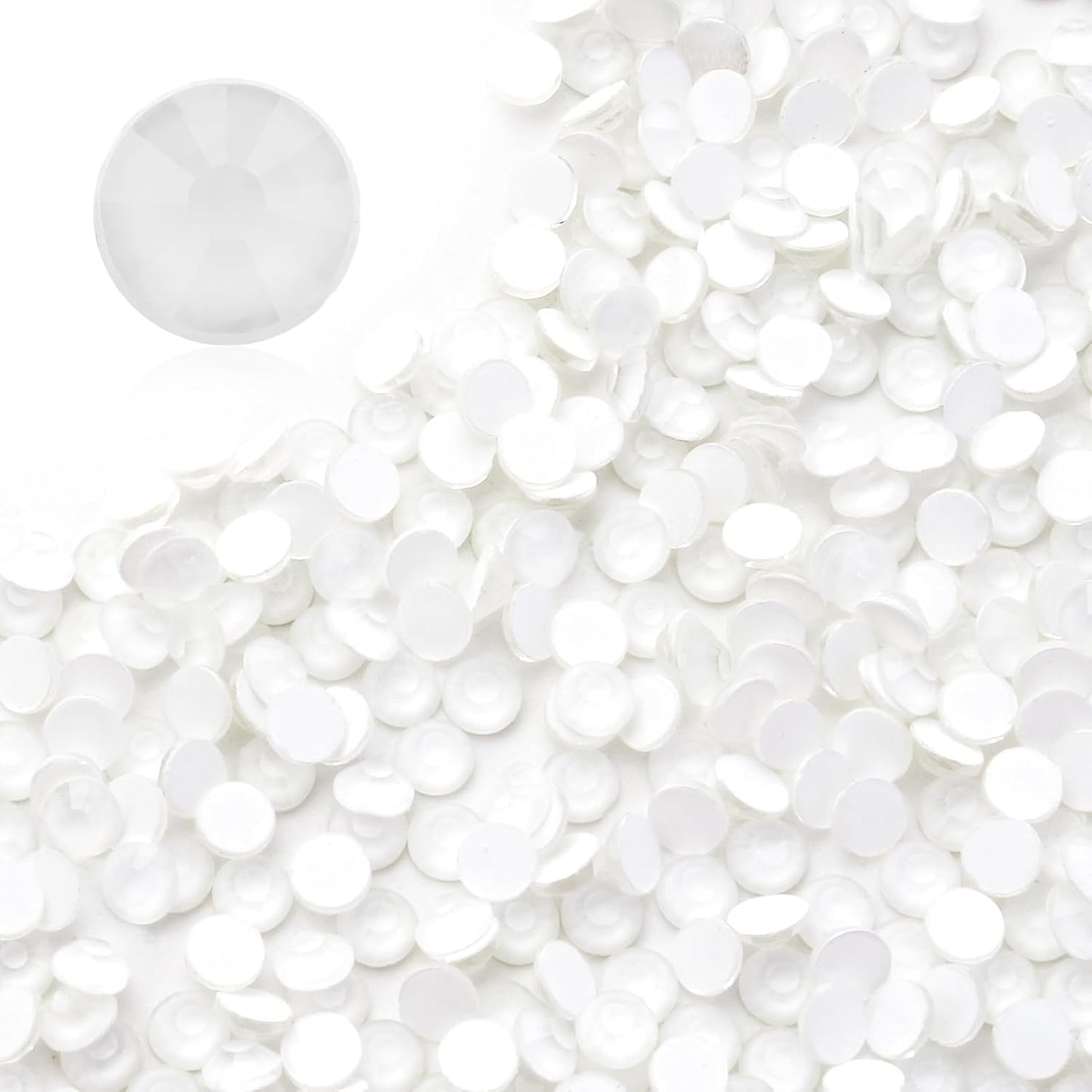 Neon White Flatback Rhinestones, Glass Rhinestones for Nail Art and Craft, Glue Fix, Loose Crystal Gemstones(Neon White, SS16, 1440pcs, 3.8-4.0mm)