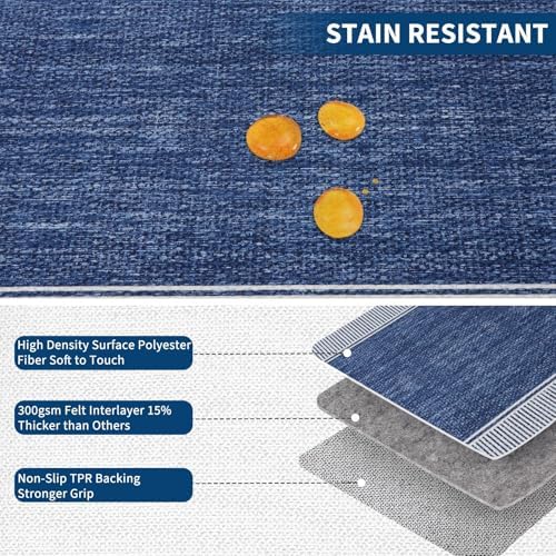 Garvee Runner Rug 2x6 Washable Hallway Runner Rug Bordered Design Blue - Image 4