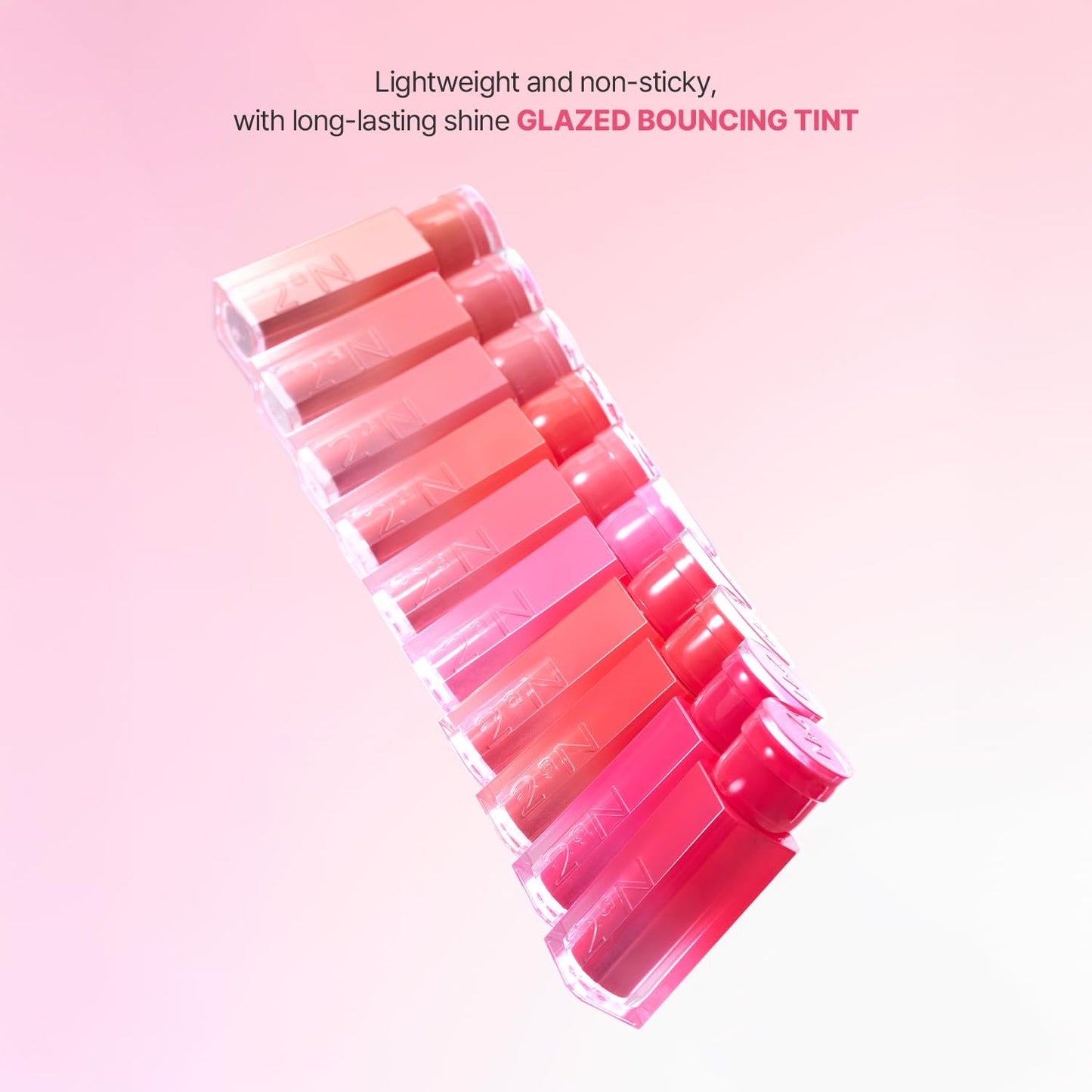 2aN Glaze Bouncing Tint – Lightweight, Moisturizing Lip Tint with High-Shine Finish, Smooth, Light Plumping, Comfortable Wear, Korean Makeup (Rose Moon, 0.16 oz)
