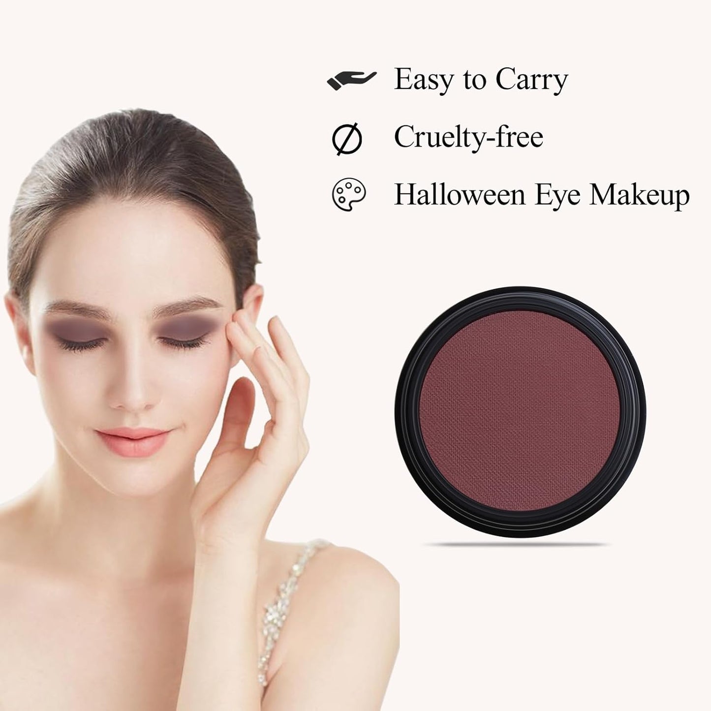 Single Eggplant Purple Eyeshadow, Pressed Powder Matte Eye-Shadow Palette Make-up, Blendable Long Lasting High Pigment Purple Eye-Makeup Halloween Paint & Face Body Paint