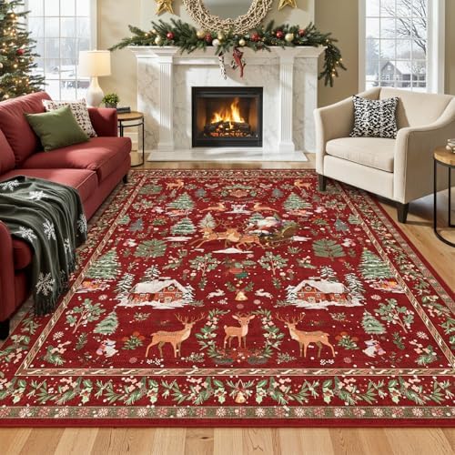Lahome Christmas Rug for Living Room, 8x10 Soft Large Rug for Bedroom, by Lahome
