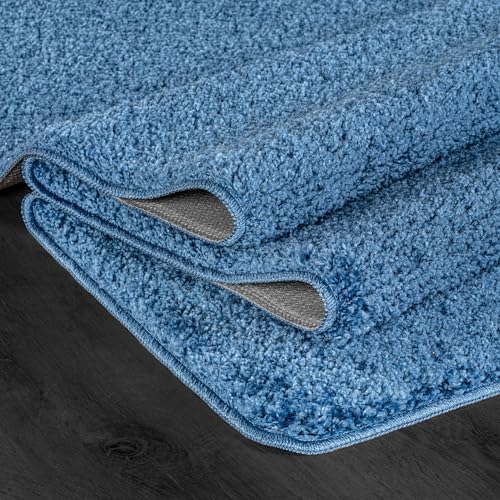 Area Rug 2x3 Blue Door Mat Washable Indoor Rug Ultra Plus Thick Pile Solid Non - Image 7