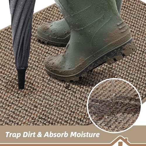 BEQHAUSE Dirt Trapper Door Mat 26" x 40" Half Circle Non Slip Rugs - Image 3