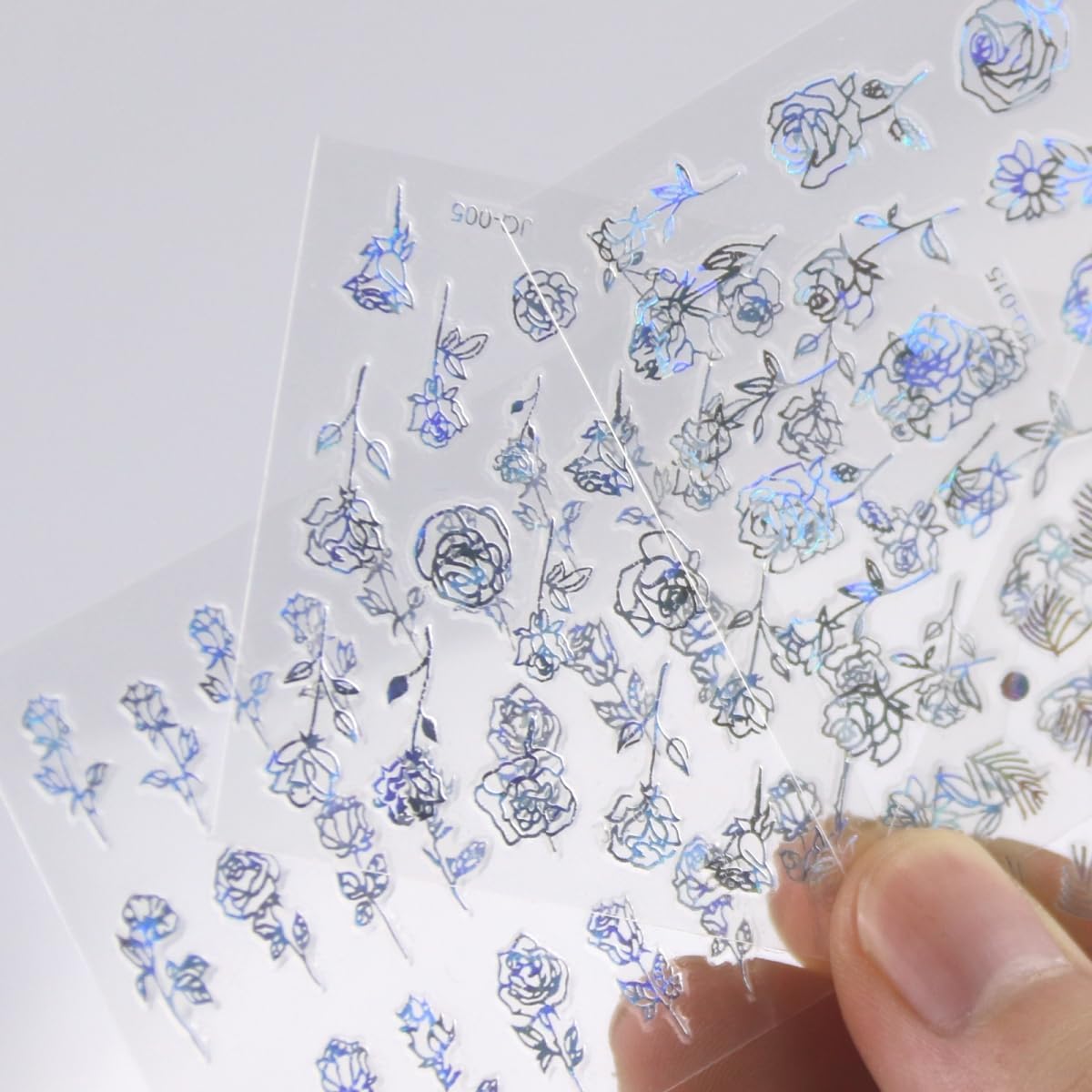 30 Sheets Silver Nail Art Stickers 3D Self-Adhesive Line Nail Decals for Acrylic Nails Lace Leaf Flower Nail Supplies for Nail Art Glitter DIY Design Nail Stickers for Women