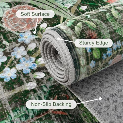 AMTOVO 9x12 Washable Area Rugs for Living Room, Non-Slip&Non-Shedding Floral - Image 5