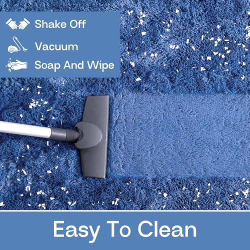 LOCHAS Bedroom Rug 2.6' x 5.3', Light Navy Fluffy Area Rug - Image 6