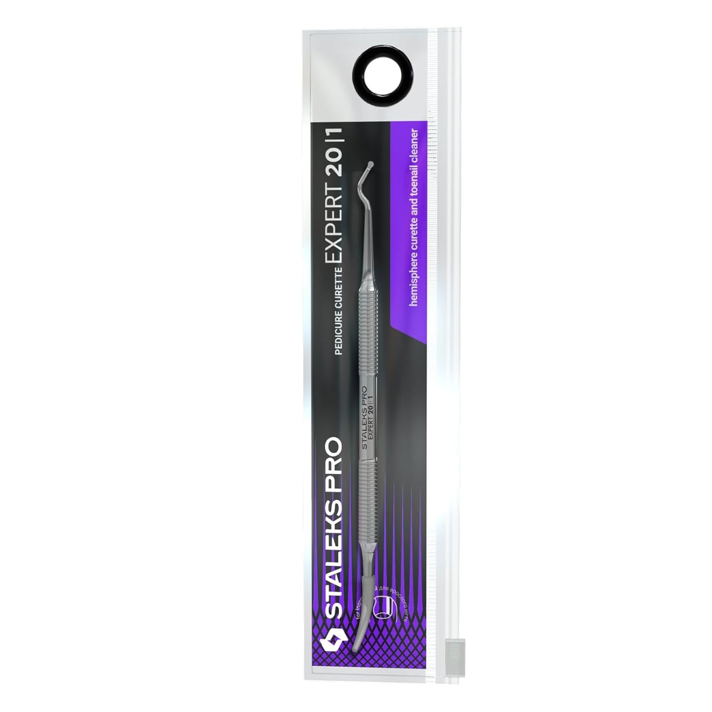 Staleks Pro Expert 20 Pedicure Curette Type 1 – Hemisphere Curette and Toenail Cleaner – Stainless Steel – for Professional Pedicure