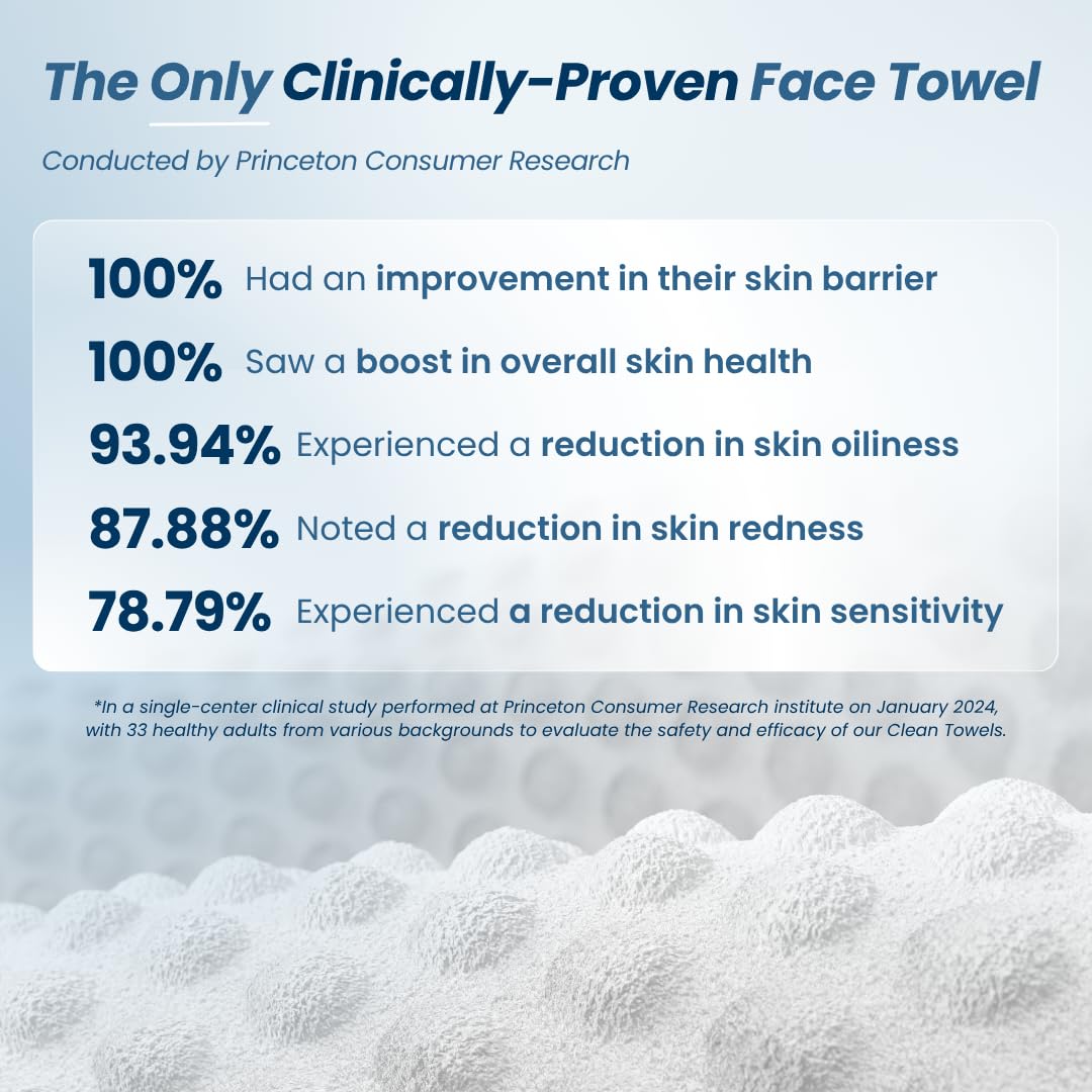Clean Skin Club Clean Towels XL® Supreme, 100% USDA Biobased Face Towel, Disposable Face Towelette, Eczema Association Accepted, Makeup Remover Dry Wipes, Ultra Soft, 1 Pack, 50 Ct