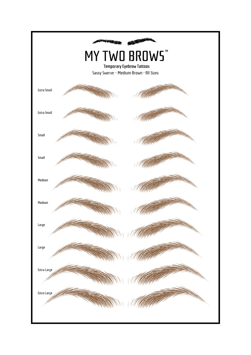 (10 pairs) Ash Brown Temporary Eyebrow Tattoo - Small Size - Waterproof & Smudgeproof - Assertive Arch Style Eyebrow Stickers - Sheet Lasts up to 30 Days - Won't Work on Existing Brows