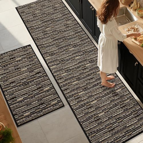 BSICPRO Kitchen Rugs Sets of 2, Non Slip Kitchen Mats by BSICPRO