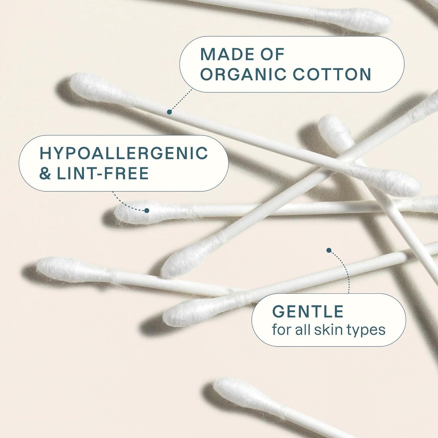 Cliganic Organic Cotton Swabs, 1500 Count - 100% Pure Natural Cotton, Chlorine-Free Hypoallergenic, Soft, Gentle & Absorbent Buds