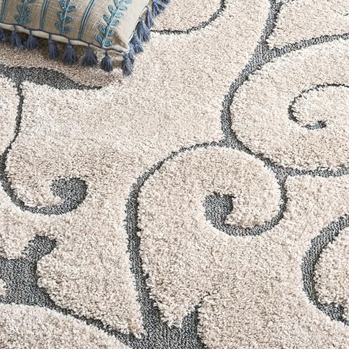 SAFAVIEH Florida Shag Runner Rug 2'3"x7', Soft Beige & Blue Grey SG455-1155 - Image 4