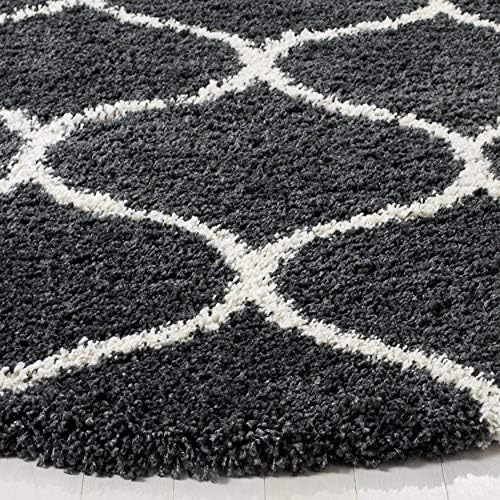 SAFAVIEH Hudson Shag Collection 3' Round Dark Grey/Ivory SGH280G Moroccan Ogee - Image 5