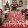 HUGEAR 6x9 Christmas Red Floral Washable Area Rug by HUGEAR