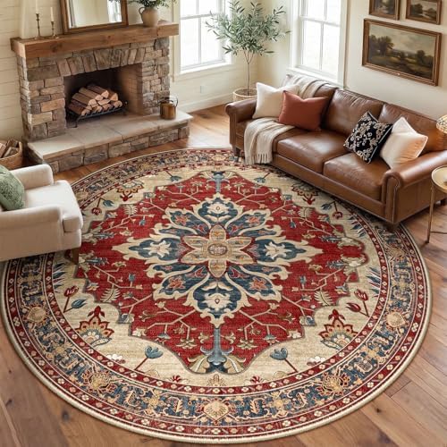 RELEANY Washable Area Rug, Round 8ft by RELEANY