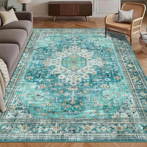 Washable Area Rug 4' x 6' Vintage Traditional Persian Mat by Unknown