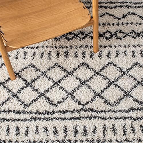 SAFAVIEH Arizona Shag Runner Rug 2'3"x6', Soft Plush Ivory & Black ASG741Z - Image 7