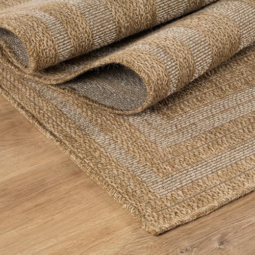 Beverly Rug Easy Jute Framed Border Runner Rug 2x7 Washable Durable Indoor - Image 3