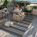 PureCozy Outdoor Rug 4x6 Washable Striped Jute Look Non Slip Carpet by PureCozy