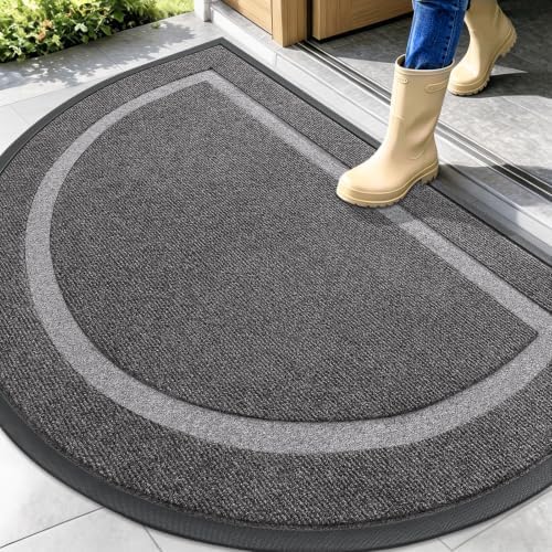 OLANLY Half Circle Front Door Mat Outside 47x32 All-Season Rubber Doormat by OLANLY