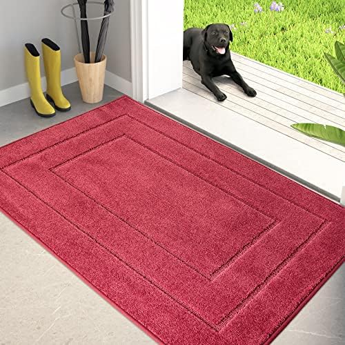 PURRUGS Dirt Trapping Door Mat Indoor Entrance, Burgundy Red by PURRUGS
