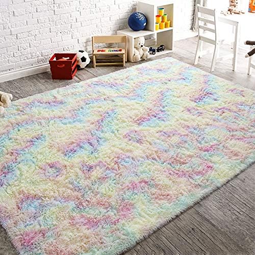 AROGAN Fluffy 5x8 Rainbow Area Rugs - Image 5