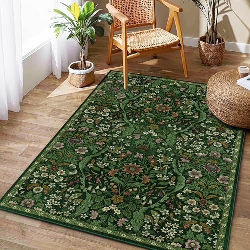 4x6 Floral Area Rug Soft Low Pile Boho Carpet - Image 2